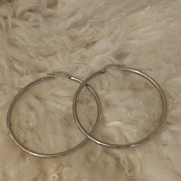 Sterling Silver Large Hoop Earrings 2 Inch - Picture 1 of 4